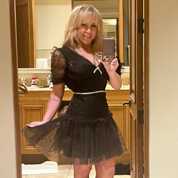 self portrait mini black dress self-portrait Taffeta Lace Mini Dress in Black main image 0